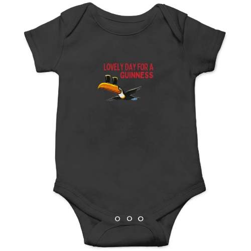 Lovely Day For A Guiness T-Shirt Onesies Kids's Short Sleeve Onesie 12M Black sold by HannahDavies | SKU 1010489375 | Printerval