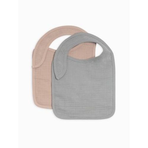 Colored Organics Classic 2-Pack Muslin Bibs Mist + Clay one size