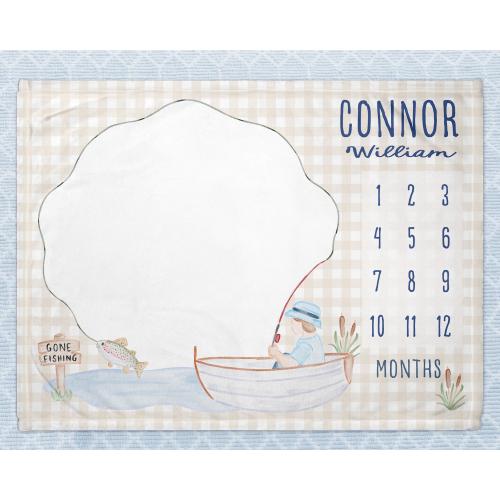 Fishing Milestone Blanket Baby Boy: Personalized Shower Gift