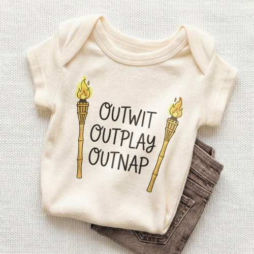 Outwit Outplay Outnap Baby Onesie - Funny Survivor TV Show Bodysuit