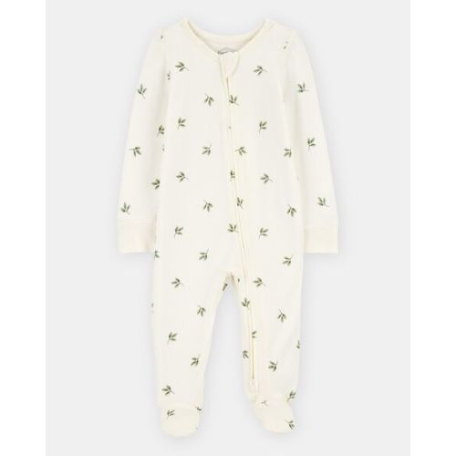 Baby Leaf Print 2-Way Zip PurelySoft Sleep & Play Pajamas - Ivory | Carter's