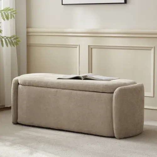 Stana Fabric Upholstered Ottoman Bench With Large Storage Space