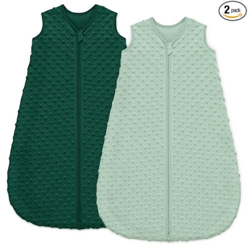 Fleece Baby Sleep Sack 6-12 Months with Plush Dots 1.5 Tog Baby Wearable Blanket with 2-Way Zipper Warm Sleeping Sack for Toddler Infant Newborn - Medium, Forest Green