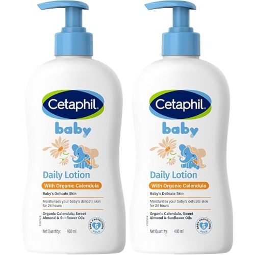 Cetaphil Baby Daily Lotion with Organic Calendula |Vitamin E | Sweet Almond & Sunflower Oils |13.5 Fl. Oz (Pack of 2)