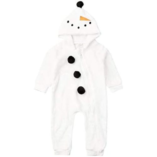 Infant Baby Hooded Jumpsuit Newborn Winter Fleece Long Sleeve Romper