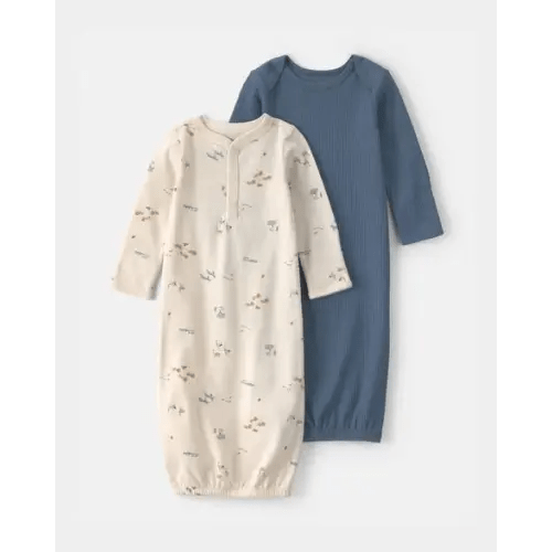 Baby Boy 2-Pack Safari Sleeper Gowns - Blue/Ivory | Carter's