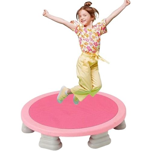 Mini Trampoline for Kids Aged 3-12, 25 Inch Indoor Recreation Trampolines for Autism Kids Sensory Integration Training, Round Bounce Boards with Non-Slip Base, Toddler Balance Sensory Toys, Blue