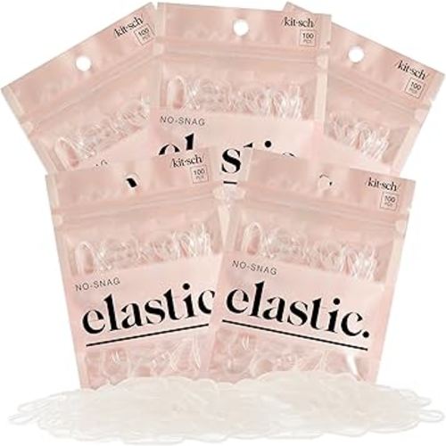 Kitsch Hair Ties No Damage for Kids, Teens and Women - Rubber Bands for Hair Styling | No Snag Hair Elastics | Daily Hair Accessories | Ideal Gifts for Women - 500pcs (Clear)