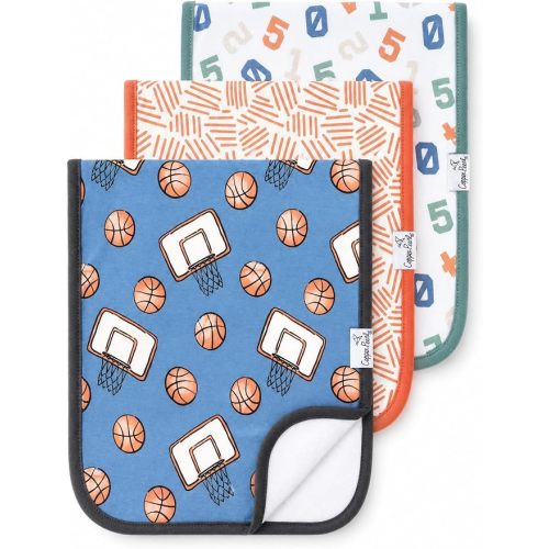 Copper Pearl Premium Baby Burp Cloths - 3-Pack Large Cotton Burp Cloths, Extra Soft Spit Up Rags with 3 Absorbent Layers, Perfect for Baby Boy and Baby Girl Gifts (21" x 10" Size, Dunk Set)