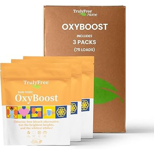 OxyBoost - Oxygen Whitener & Clothes Stain Remover Laundry Detergent Powder with Sodium Percarbonate - Brightens Whites & Safe for Colors - Non-Chlorine, Gentle Yet Powerful - Pack of 3