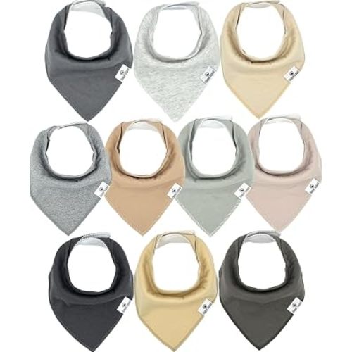 Diaper Squad 10-Pack Organic Cotton Baby Bibs for Baby Boy, Girl