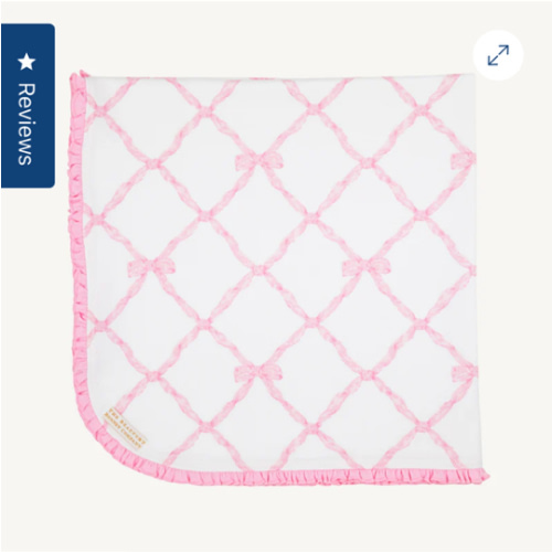 Baby Buggy Blanket - Belle Meade Bow with Pier Party Pink