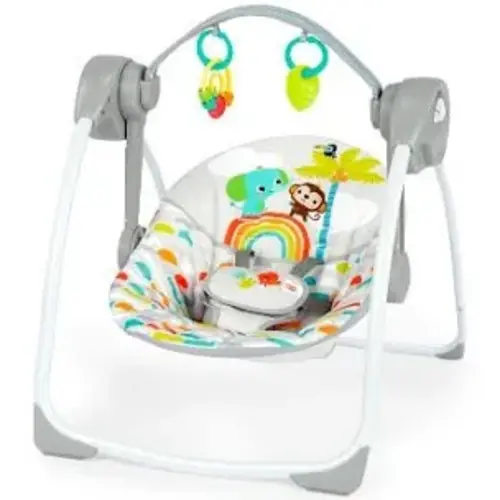 Bright Starts Portable Automatic 6-Speed Baby Swing with Adaptable Speed, Taggies, Music, Removable-Toy-Bar, 0-9 Months 6-20 lbs (Whimsical Wild) - Google Search