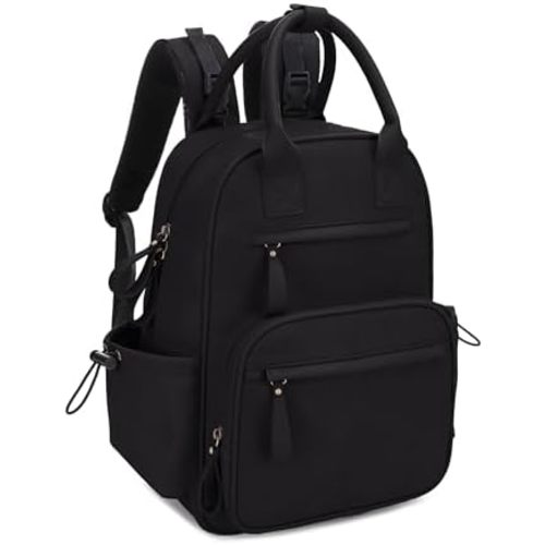 JESSIE & JAMES Saturday EDC Diaper Bag Backpack Multi Function Diaper Bag with Changing Pad & Stroller Straps_Black