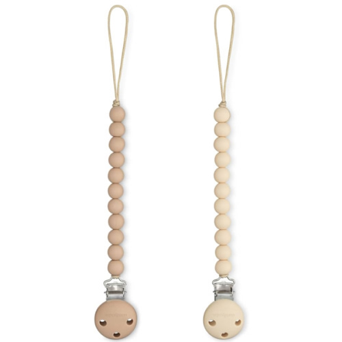 Comfy Cubs Pacifier Clips 2 Pack - 100% Food Grade Silicone Baby Pacifier Clips, BPA & PVC Free - CPSIA Certified, Lightweight and Flexible Baby Gifts - Beige & Light Beige