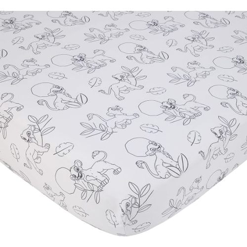 Disney Lion King Leader of The Pack Black & White Super Soft Fitted Crib Sheet, Black, White