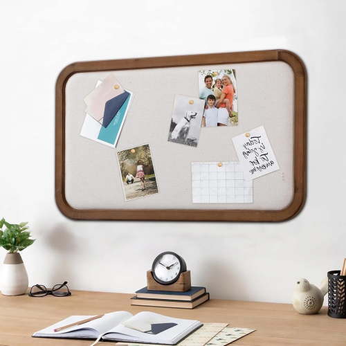 SOFE Bulletin Board 30"x18", Farmhouse Rustic Wood Framed Pin Board, Decorative Hanging Message Board with Pins for Wall, Office, School & Home Decor