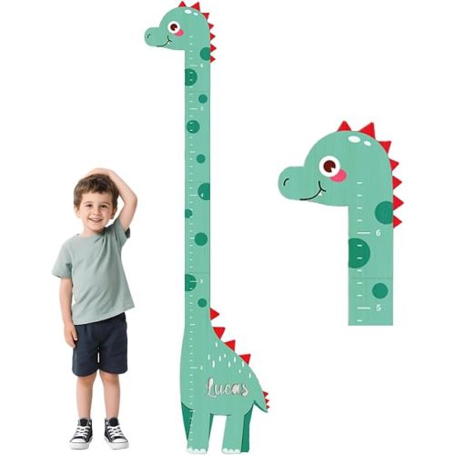 Kid Height Wall Chart,Dinosaur Custom Name Kids Height Measurement Wall,Height Chart Kids Boys Girls,Wooden Wall Decor Nursery Room Kids Growth Chart Ruler