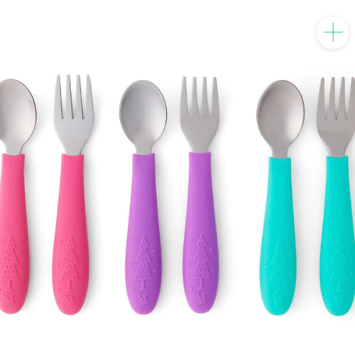 Babies/Toddler Stainless Steel Spoons + Forks with Silicone Handle