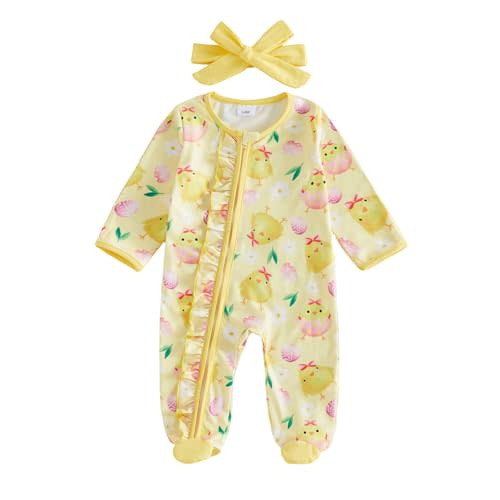 Kuriozud Newborn Baby Girl Boy Footie Romper One Piece Jumpsuit Sleeper Infant Clothes