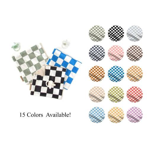 Checkered Binky Blanket, Retro Checks Lovey, Pacifier Lovey, Checkerboard Binky Clip, Checks Baby Gift, Black Pacifier Clip Pacifier Blanket