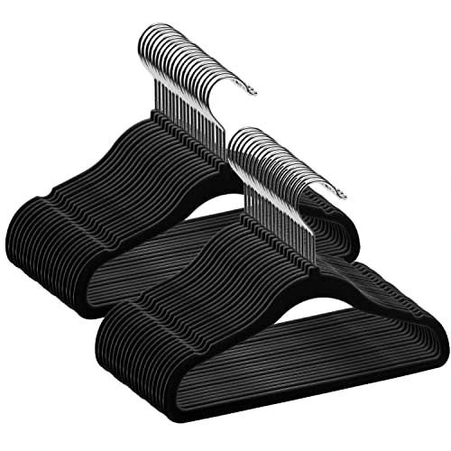 GoodtoU Infant Clothes Hangers Black Velvet, Toddler Hangers 50 Pack Non Slip for Baby Clothes