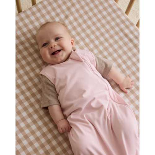 Organic Percale Gingham Crib Sheet 2-Pack in Cafe