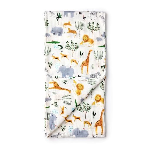 Loulou Lollipop Muslin Swaddle Blanket for Baby Boy & Baby Girl – Soft Breathable Muslin Wrap, 47"x47" Receiving Blanket for Newborn & Toddler - Safari Jungle