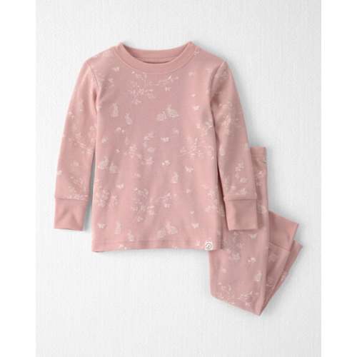 Baby Girl 2-Piece Organic Cotton Ribbed Pajama Set in Pink Bunnies - Little Planet | Carter's
