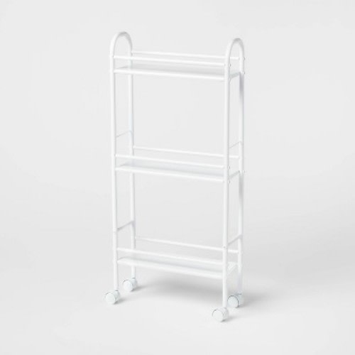 3 Shelf Narrow Metal Storage Cart White - Brightroom™