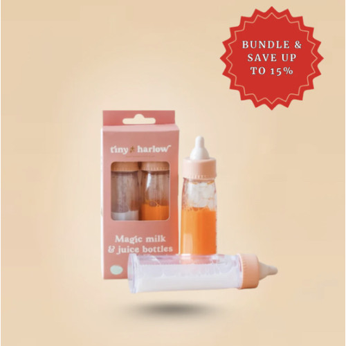 Tiny Harlow Magic Milk & Juice Bottles – Play Kitchen Accessories – Playroom Collective
