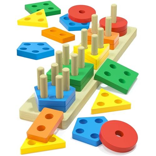 Zartores Montessori Toys for 1 2 Year Old Boys Girls Gifts, Toddler Toys | Wooden Shape Sorter Toy for Ages 2-4, Toddler Learning Toy, Wooden Puzzles, 1 2 3 Year Old Birthday Gift