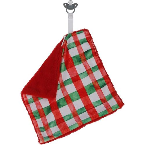 Minky and Faux Fur Baby Pacifier Blanket – Red Green Holiday