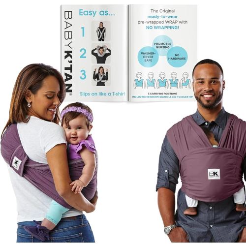 Original Baby K'tan Baby Carrier: #1 Easy Pre-Wrapped, Soft, Slip-On, No Rings, No Buckles | 5 in 1 Baby Sling for Hands-Free Comfort | Eggplant | X-Large