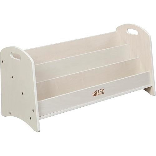 ECR4Kids 3-Shelf Floor Book Display with Handles, 36in, Childrens Furniture, White Wash