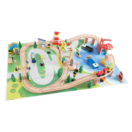 Hey! Play! Hey Play Wooden Train Set with Play Mat & Reviews | Wayfair