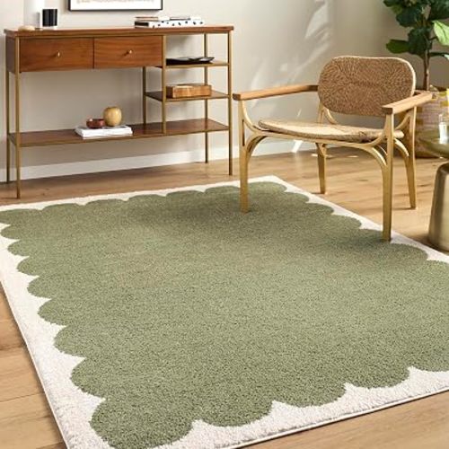 Livabliss x ELLE Decor Rivoli Modern Area Rug, 5'3" x 7', Green/Cream