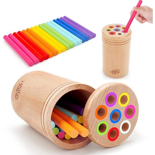 Montessori Toys for 1-3 Year Old: Wooden Learning Color Sorting Toys for Toddlers Age 1 2 3, Fine Motor Developmental Infants Sensory Toys, Busy Board 18 month old Baby Easter Basket Stuffers