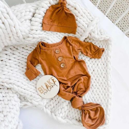 Camel Bamboo Knotted Gown & Hat | Caden Lane