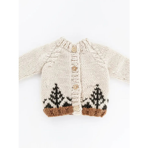 Huggalugs Forest Tree Cardigan Sweater in Natural