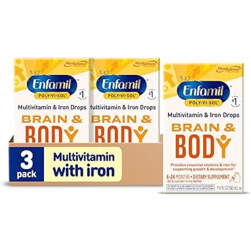 Enfamil Poly-Vi-Sol with Iron Liquid Multivitamin Drops, Supports Growth & Development*, 50mL Bottle (Pack of 3)