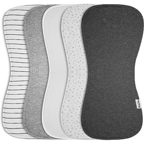5-Pack Burp Cloths – Organic Cotton, Soft, Large & Absorbent 3-Layer Towels for Newborns – Essential for Feeding & Spit-Up