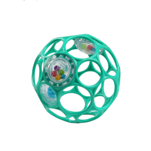 Bright Starts Oball Easy-Grasp Rattle BPA-Free Infant Toy in Teal, Age Newborn and up, 4 Inches
