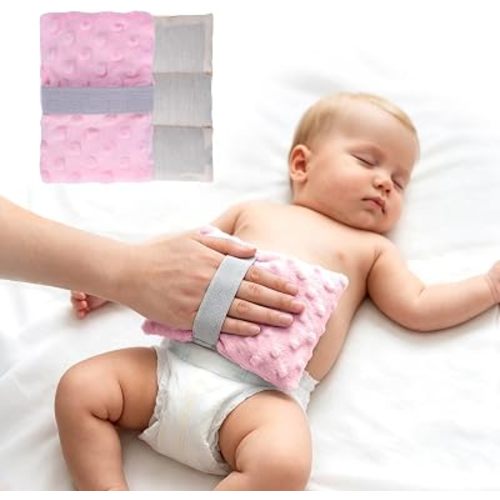 Baby Gas and Colic Heating Pad, Flaxseed Microwaveable Tummy Warmer with Removable Washable Cover, Natural Belly Relief for Newborns and Infants, Helps Soothe Colic Discomfort(Pink)