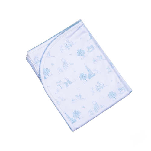 Baby Loren Blue Toile Pima Receiving Blanket