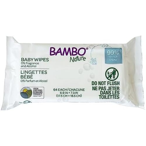 Bambo Nature USDA Certified Biobased Baby Wipes 64 Count