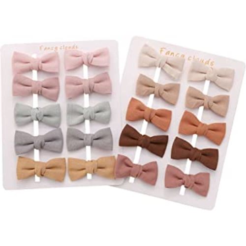 FANCY CLOUDS Baby Hair Clips with Baby Girl Bows,20pc Boutique Handmade Fully Lined Hair Barrettes Hair Accessories for All Age Girls Toddlers Infants