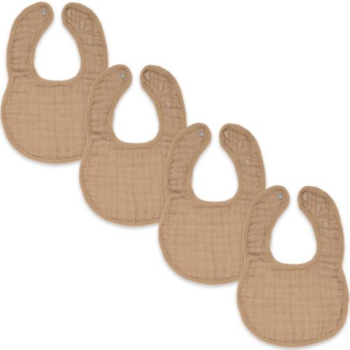 Comfy Cubs Muslin Cotton Baby Bibs, 4 Pack, Adjustable Size with Easy Snaps, Soft and Super Absorbent - Cedar