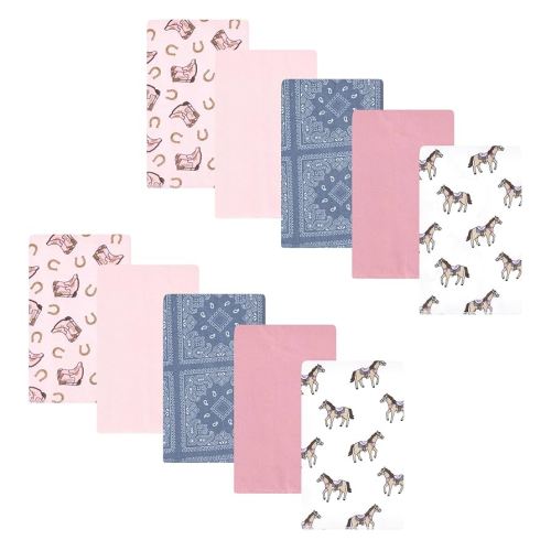 Hudson Baby Unisex Baby Cotton Flannel Burp Cloths 10-Pack, Cowgirl, One Size