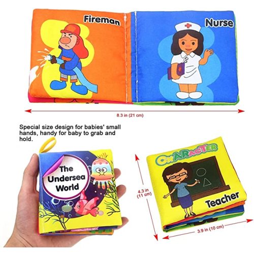 Coolplay Baby's First Non-Toxic Soft Cloth Book Set, Crinkle Books Friction with Rustling Sound - Pack of 8